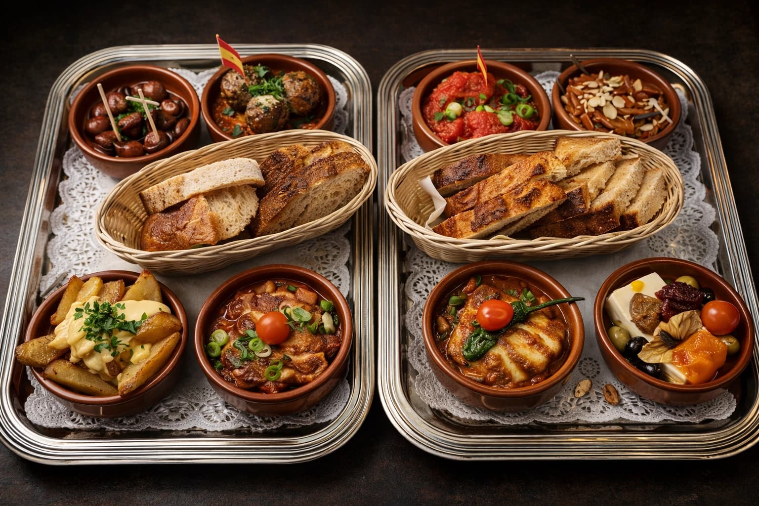 Vielfältige Tapas auf einem Tisch angerichtet